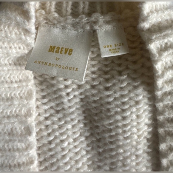 Anthropologie Maeve Chunky Knitted Cream 3D Floral Embellished Cardigan - Picture 8 of 10